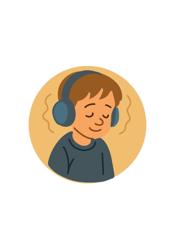 boy with headphones enjoying sound vector