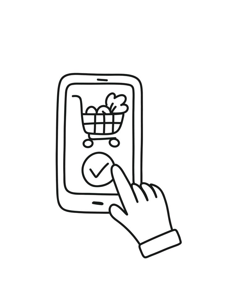 digital interaction with interface, mobile app with payment button vector