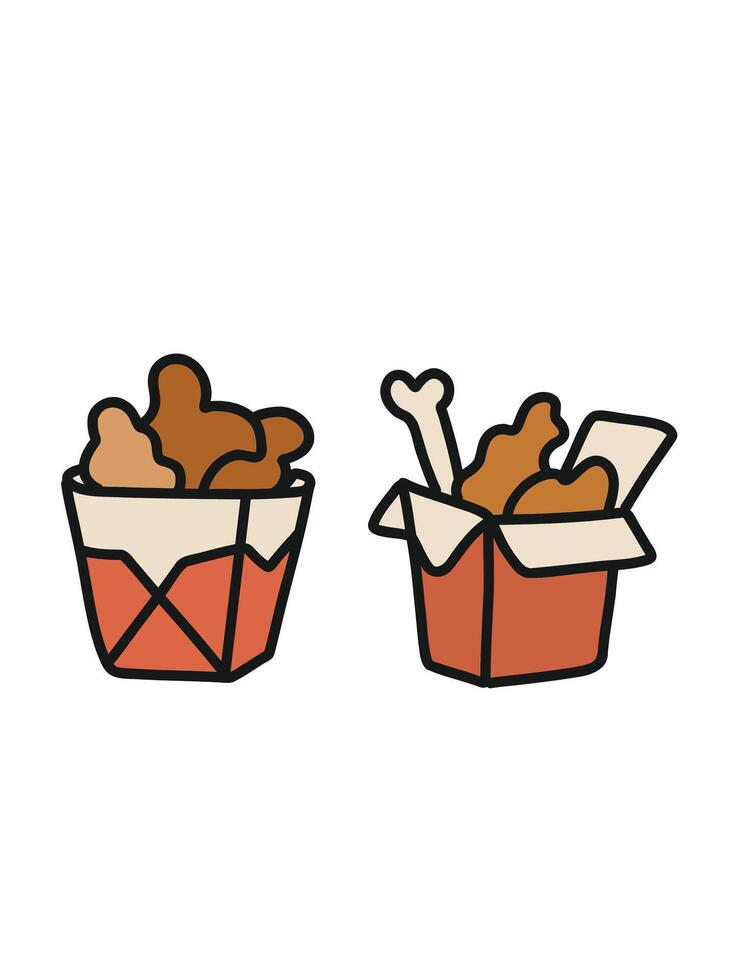 bucket of fried chicken wings vector