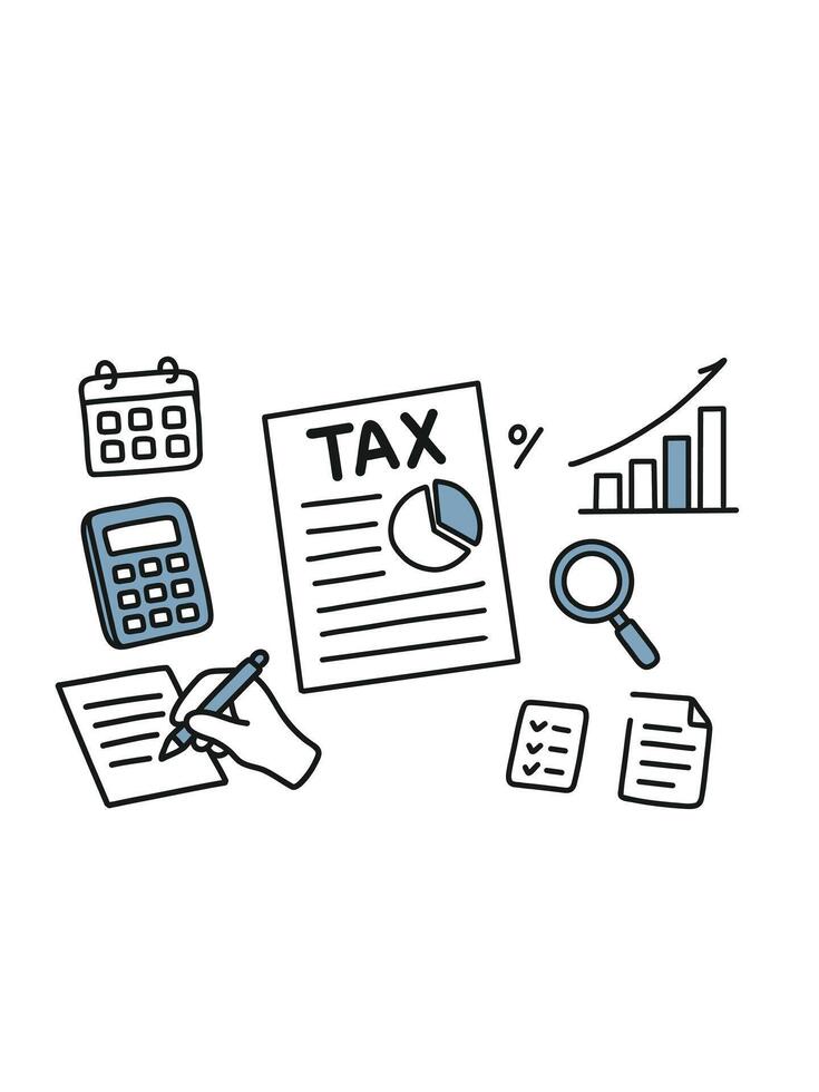 taxation system and financial calculations vector