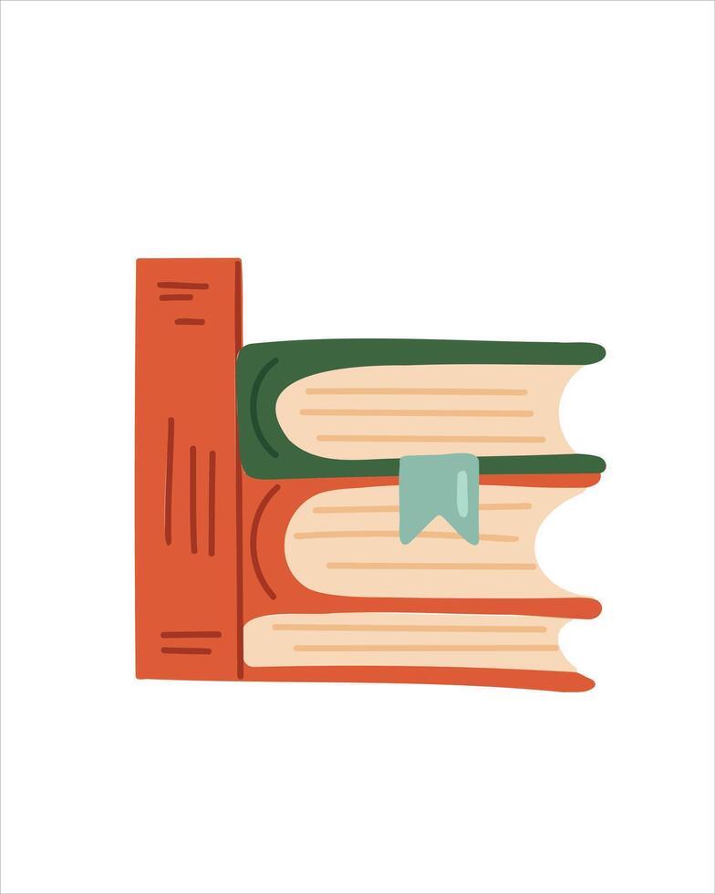 Minimalist stack of books with bookmarks for educational projects vector