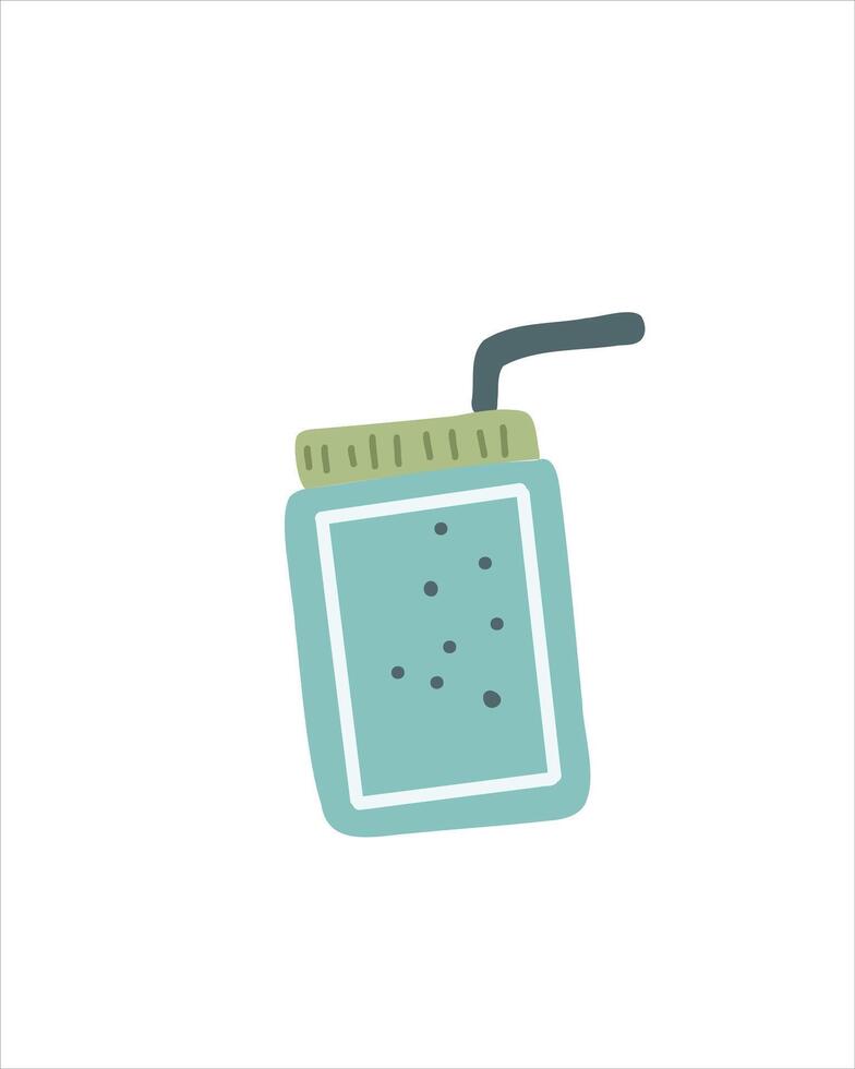 Jar with smoothie and straw symbol of freshness and healthy nutrition vector