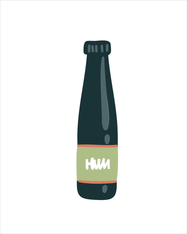 Dark bottle with sauce to create rich culinary accents vector