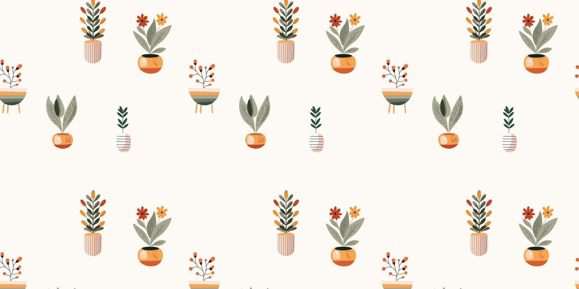 Seamless pattern of a potted flowers vector