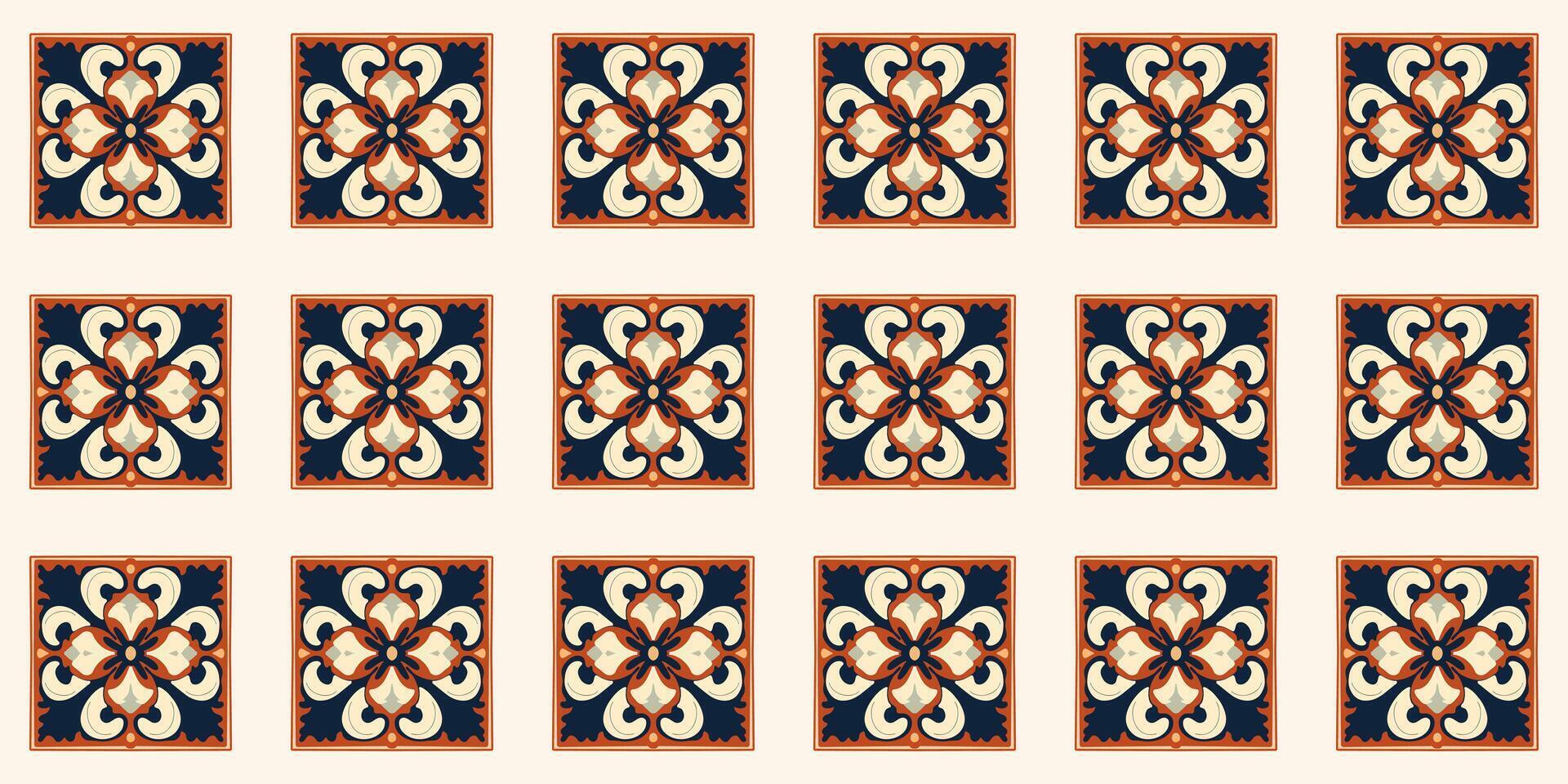 seamless pattern. Majolica geometric ornament texture design. mexican Talavera square shape ceramic tile. vector