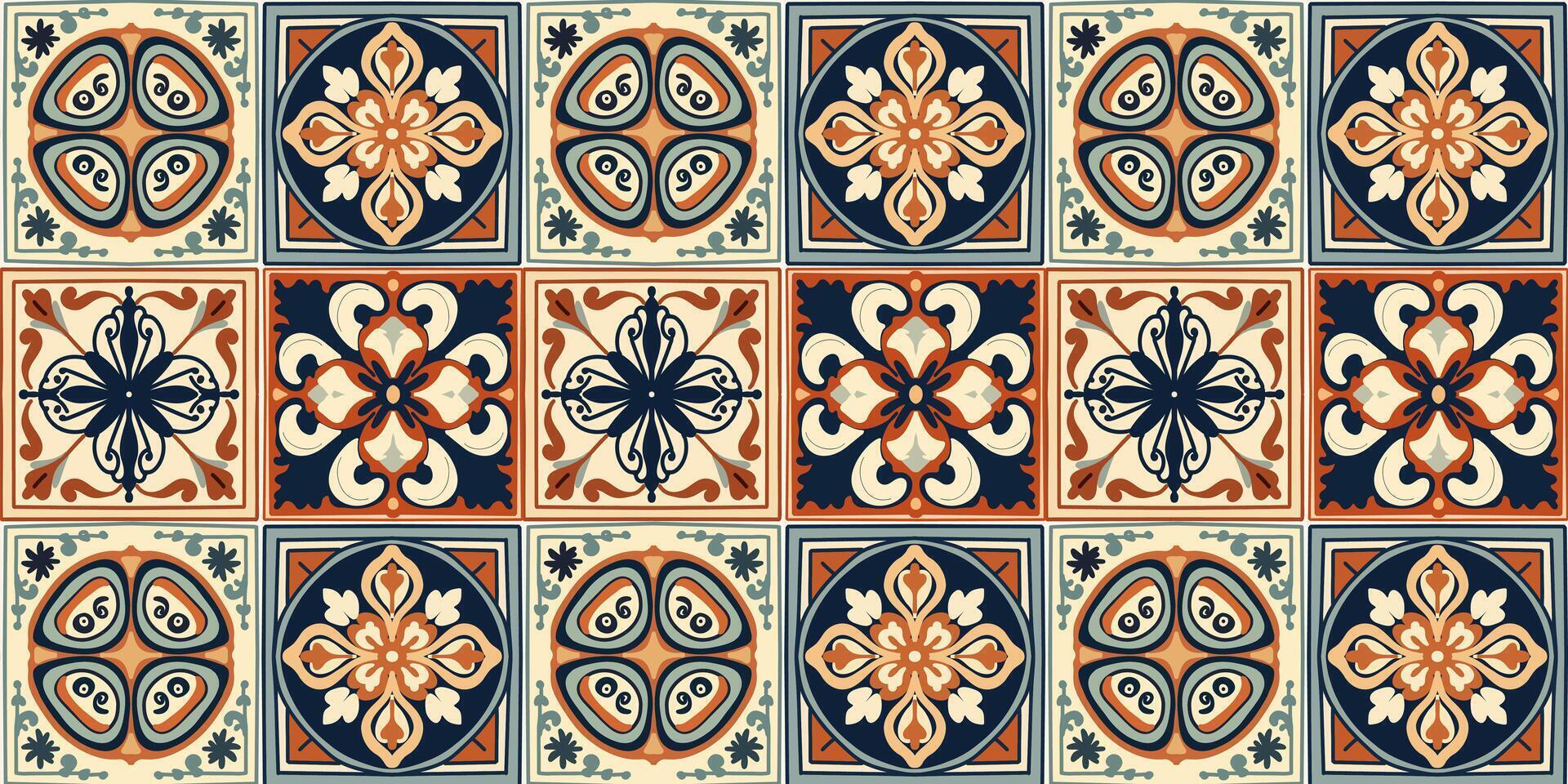 Ornament texture design, moroccan arabesque style, square shape Ceramic tile, seamless pattern vector