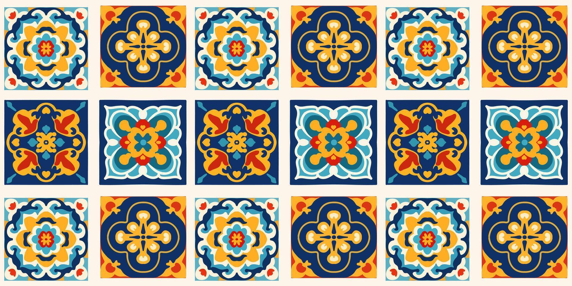 Azulejo Portuguese, Espaniol ornament texture tiles vector