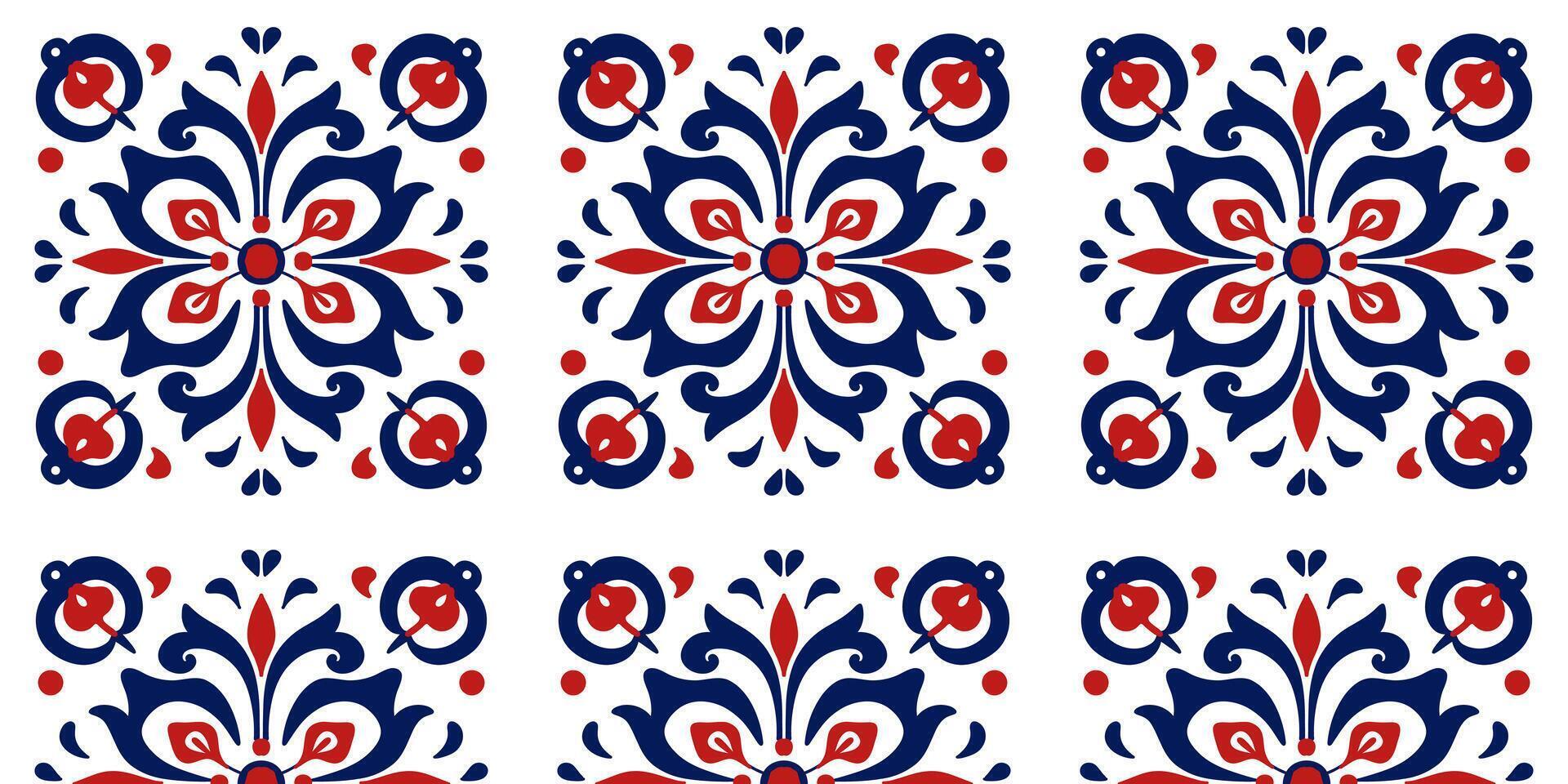 Seamless pattern of square texture ornament in red - blue tones vector