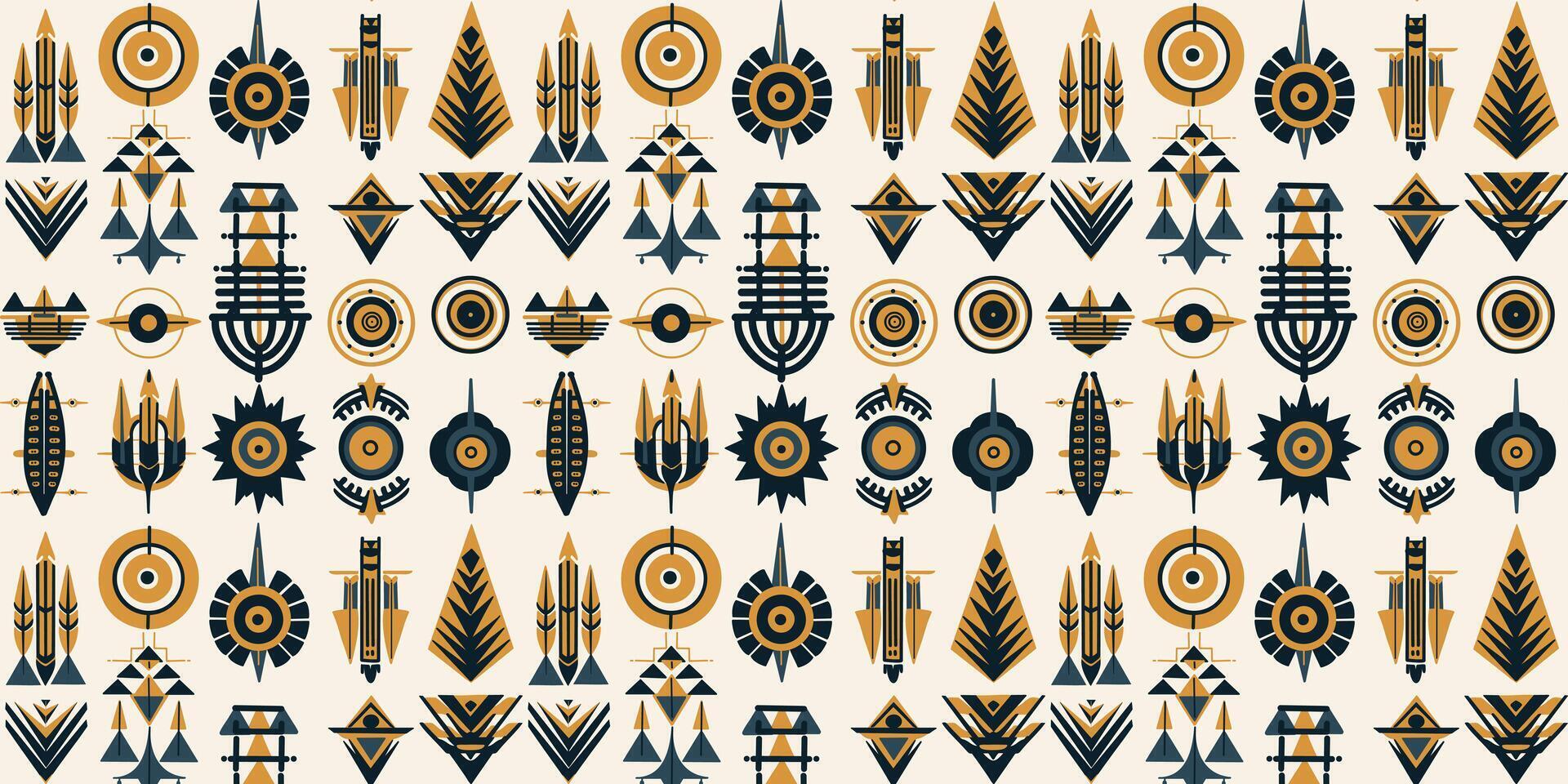 Set of yellow - green ethnic geometric textures design vector
