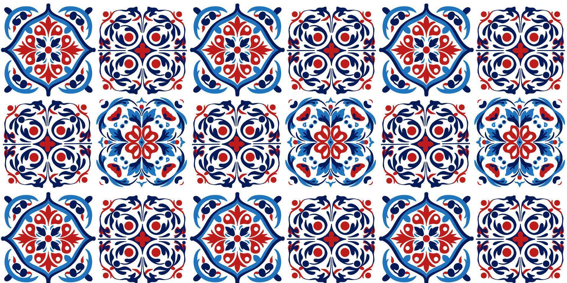 Seamless pattern of Turkish ceramic tile texture vector