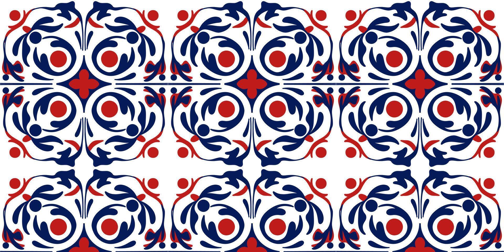 Seamless pattern of oriental texture ornament in red - blue tones vector