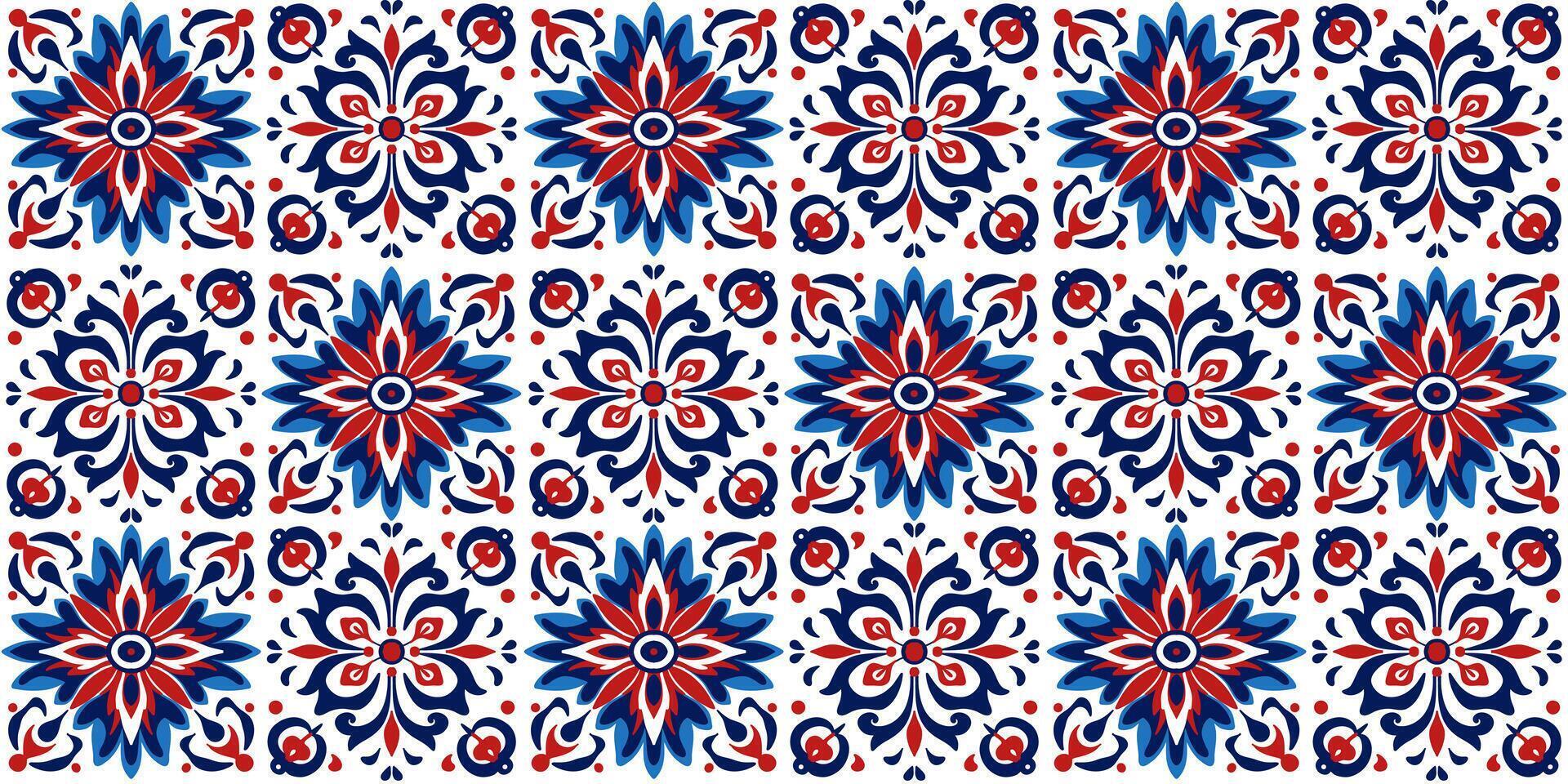 Seamless pattern of texture ornament stylized in red - blue tones vector