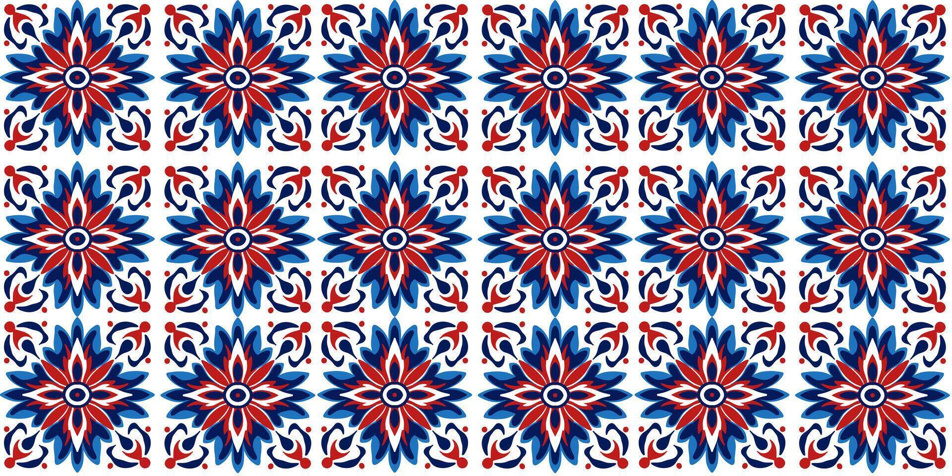 Seamless pattern of rhombus texture ornament design in red - blue tones vector