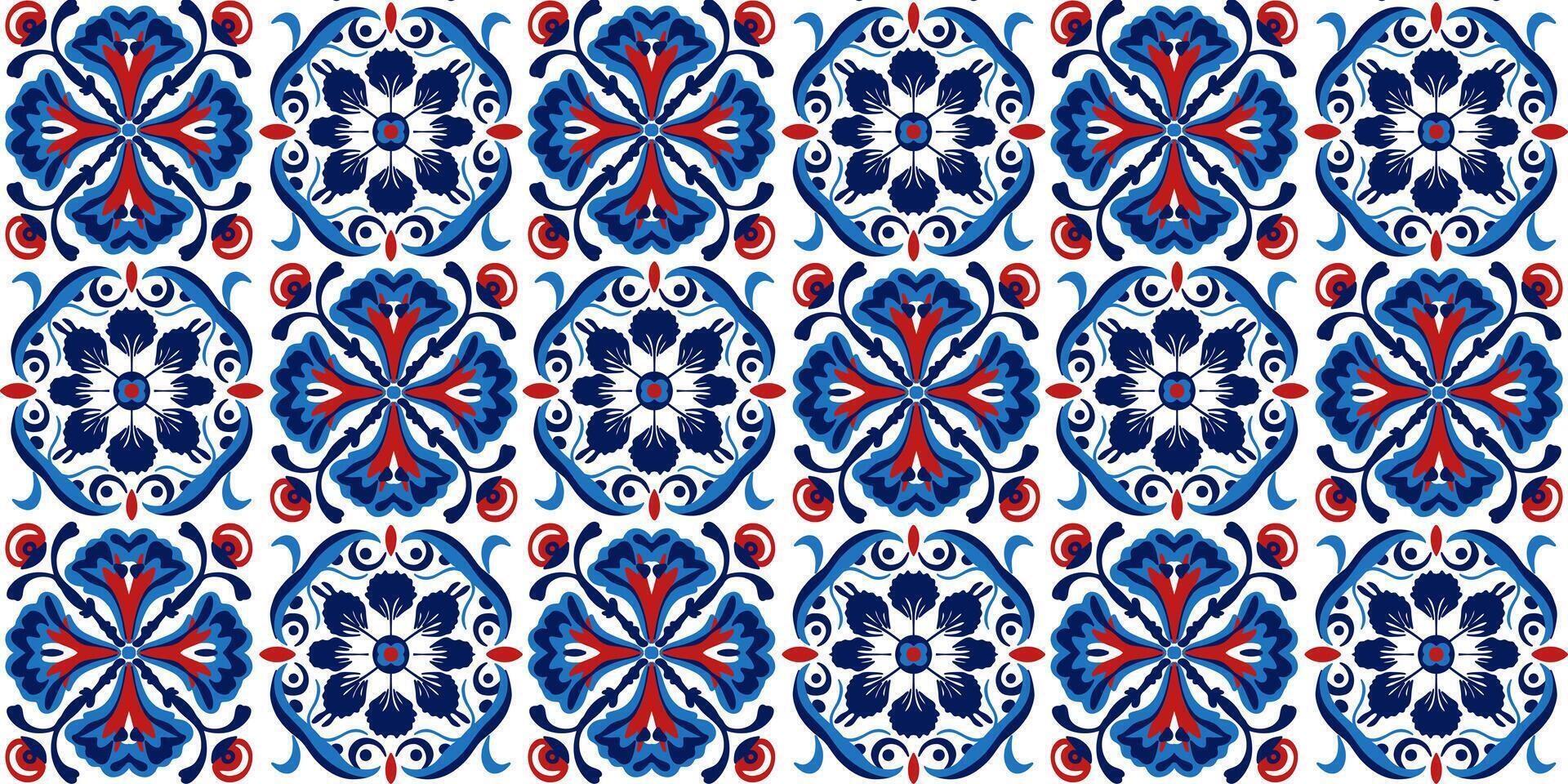 Seamless pattern of asterisk - round texture ornament stylized in red - blue tones vector