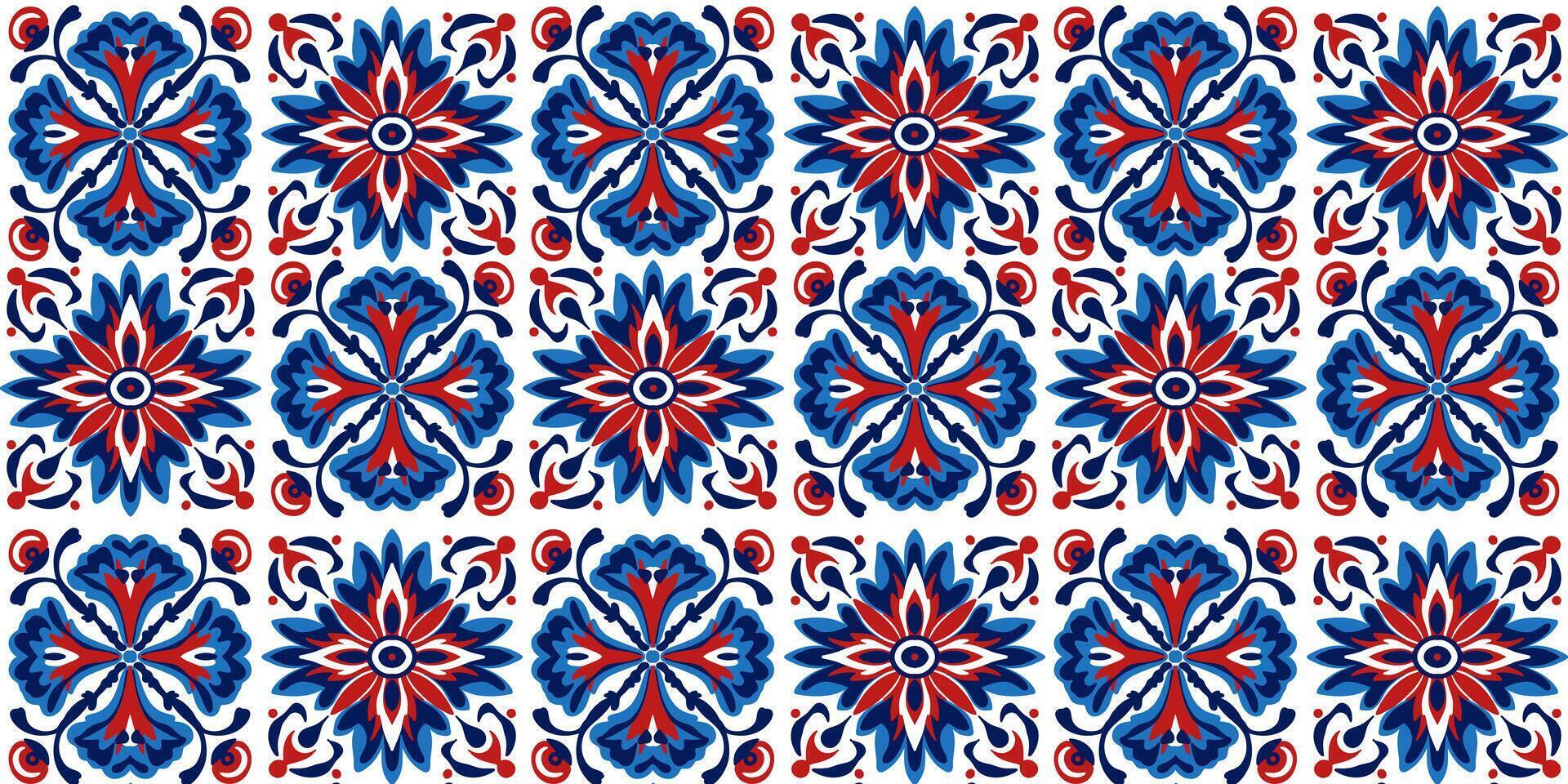 Seamless pattern of Asterisk - rhombus texture ornament stylized in red - blue tones vector