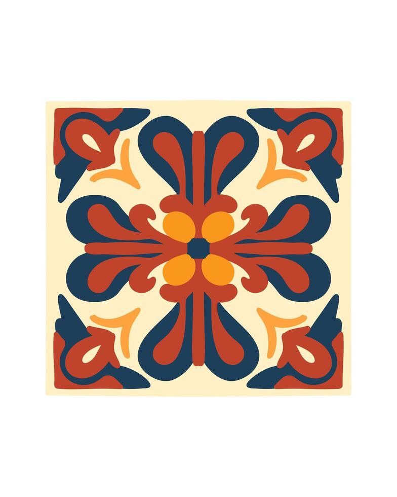Red and blue square tile pattern vector