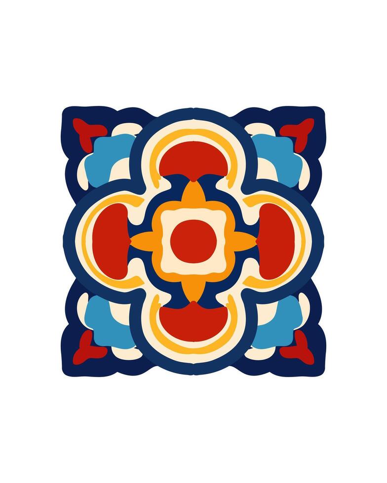 Multicolored geometric ornament, tile pattern vector