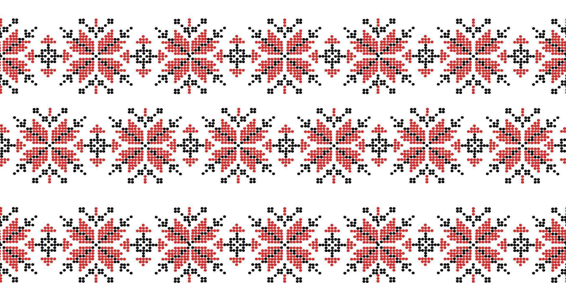Seamless pattern with traditional Ukrainian ornament in red and black color vector