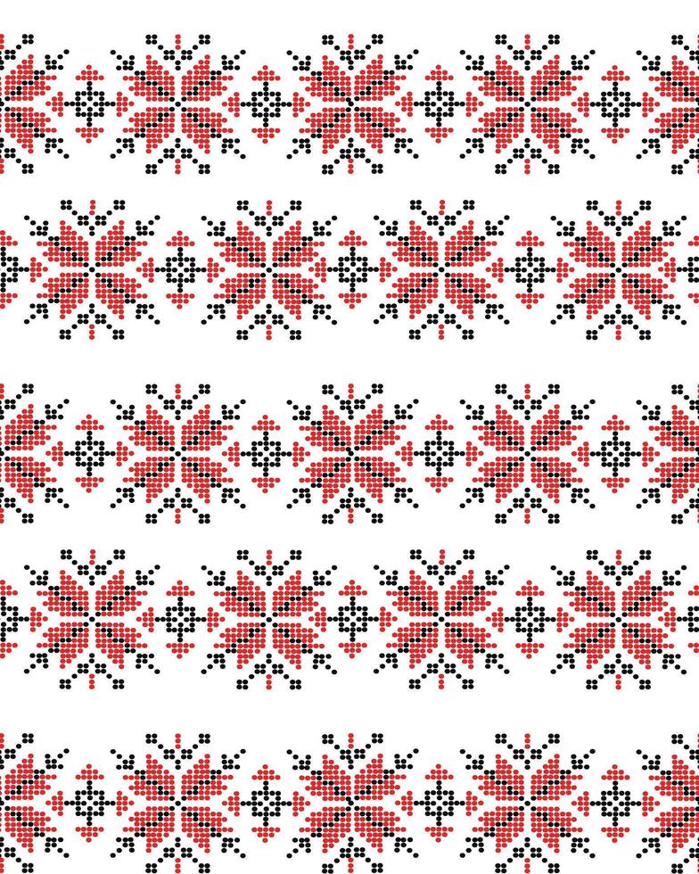 Traditional seamless pattern with Ukrainian ornament in red and black color vector