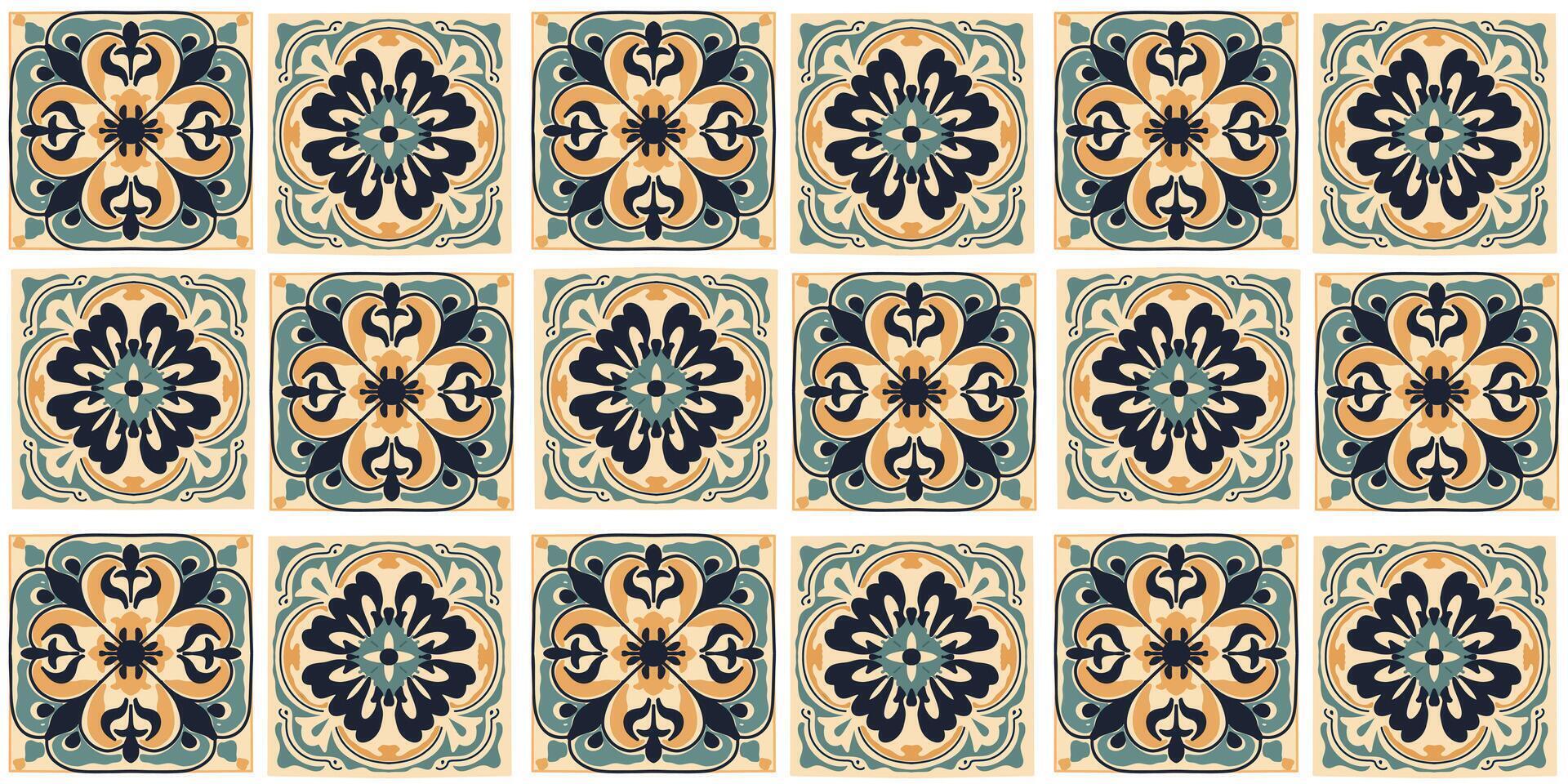pattern from colorful Moroccan tiles vector