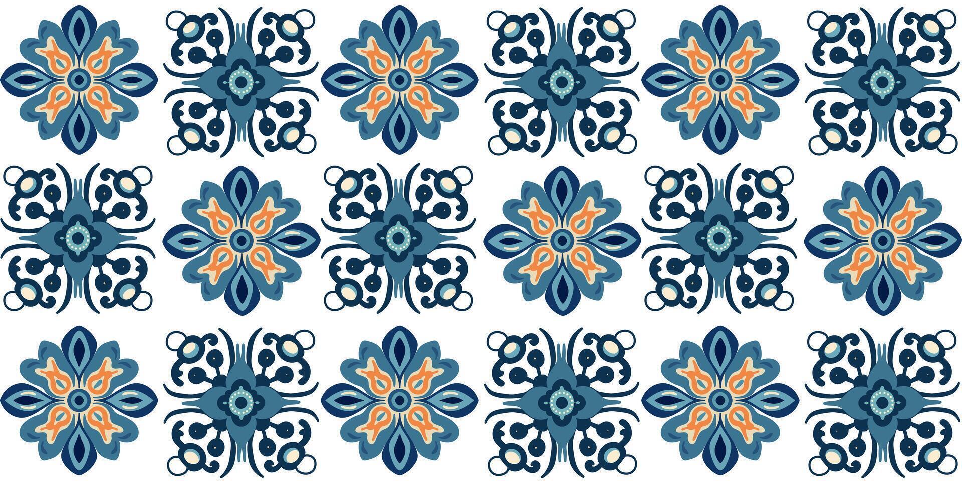 Seamless background of Azulejo Portugal or Spain wall tiles. vector
