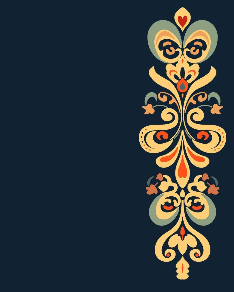 Postcard, banner with oriental golden traditional ethno elements on a blue background, place for text, copy space vector