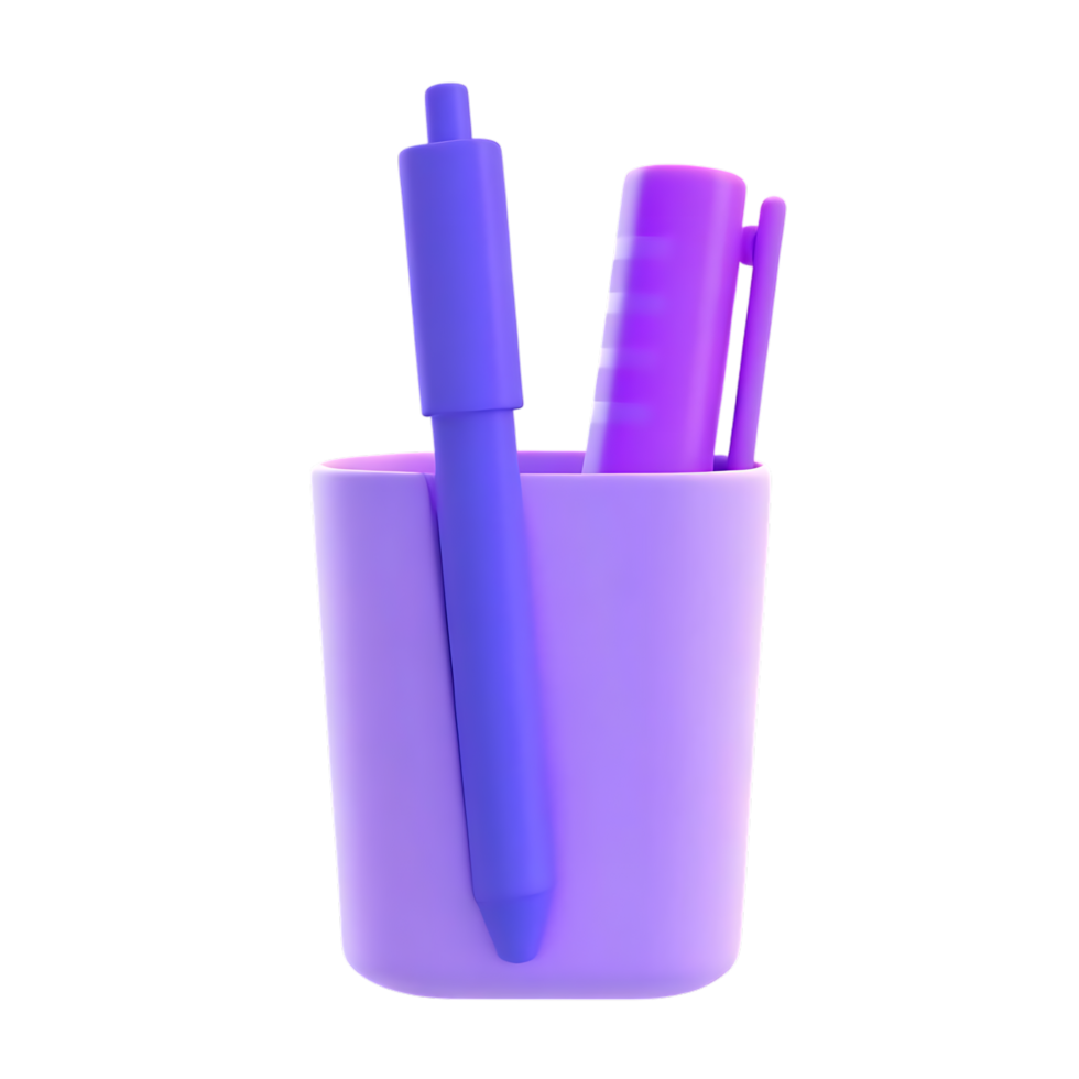 3D render of pens in a holder on transparent background png