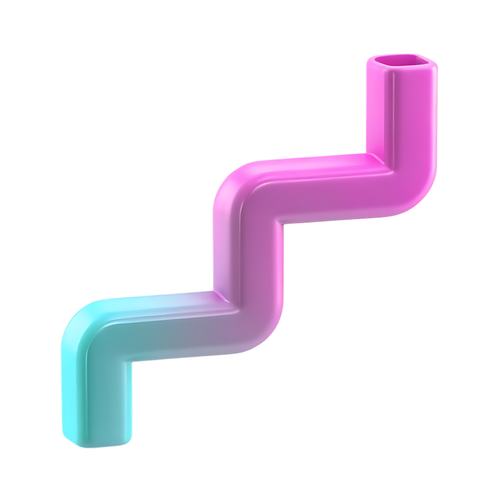 3D rendered zigzag shape with gradient on transparent background png