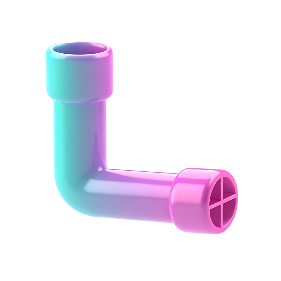Colorful pipe fitting 3D render on transparent background png