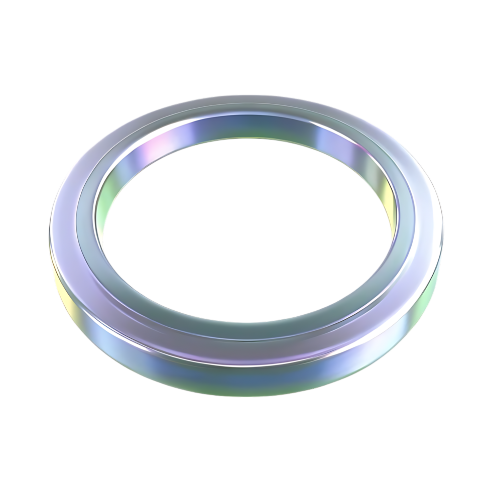 Iridescent metallic ring on transparent background with color shifts png