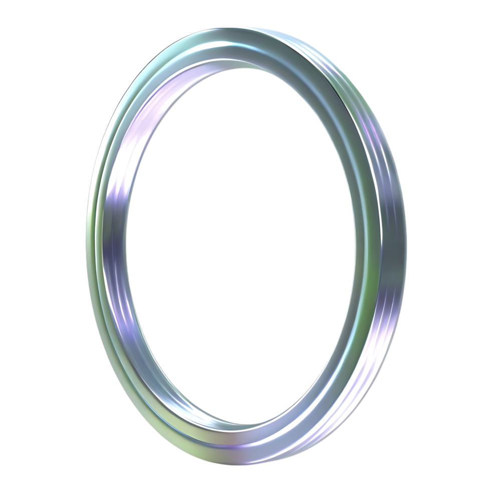 Metallic ring with iridescent sheen 3D render on transparent background png