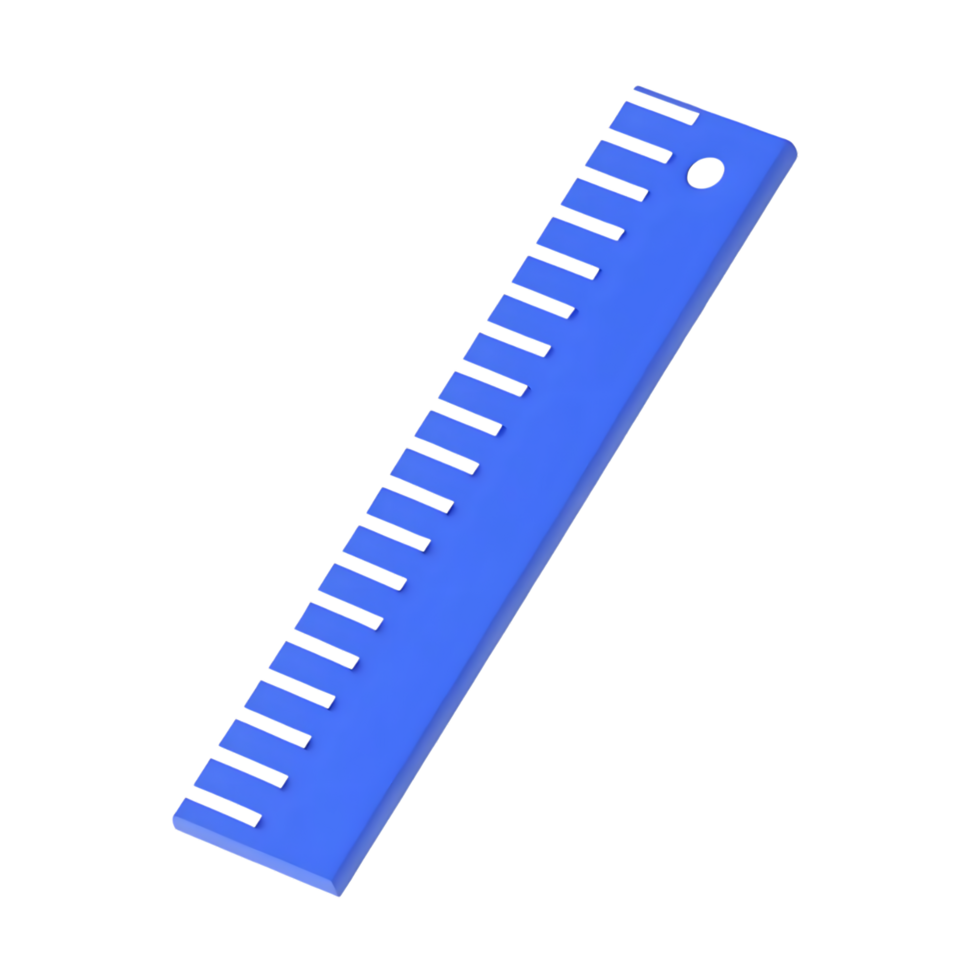 Blue ruler on transparent background for school or office use png