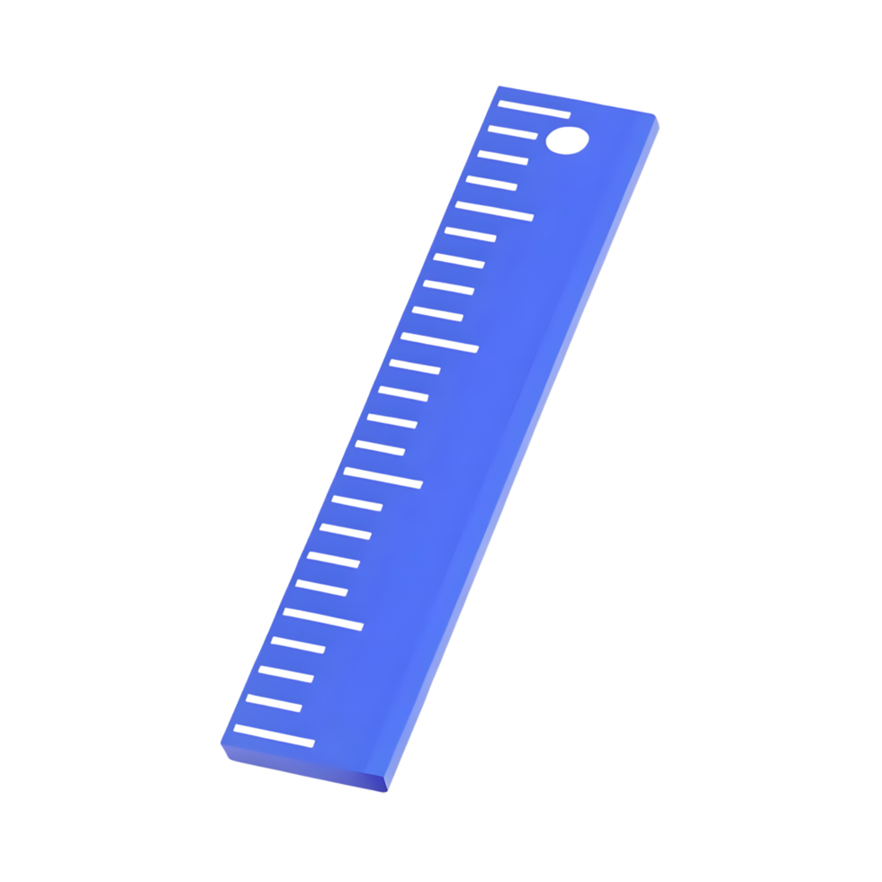 Blue ruler with transparent markings on transparent background illustration png