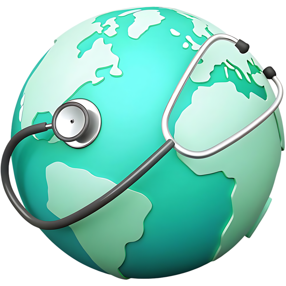 Stethoscope Around Earth Globe Symbolizing Global Healthcare on transparent Background png