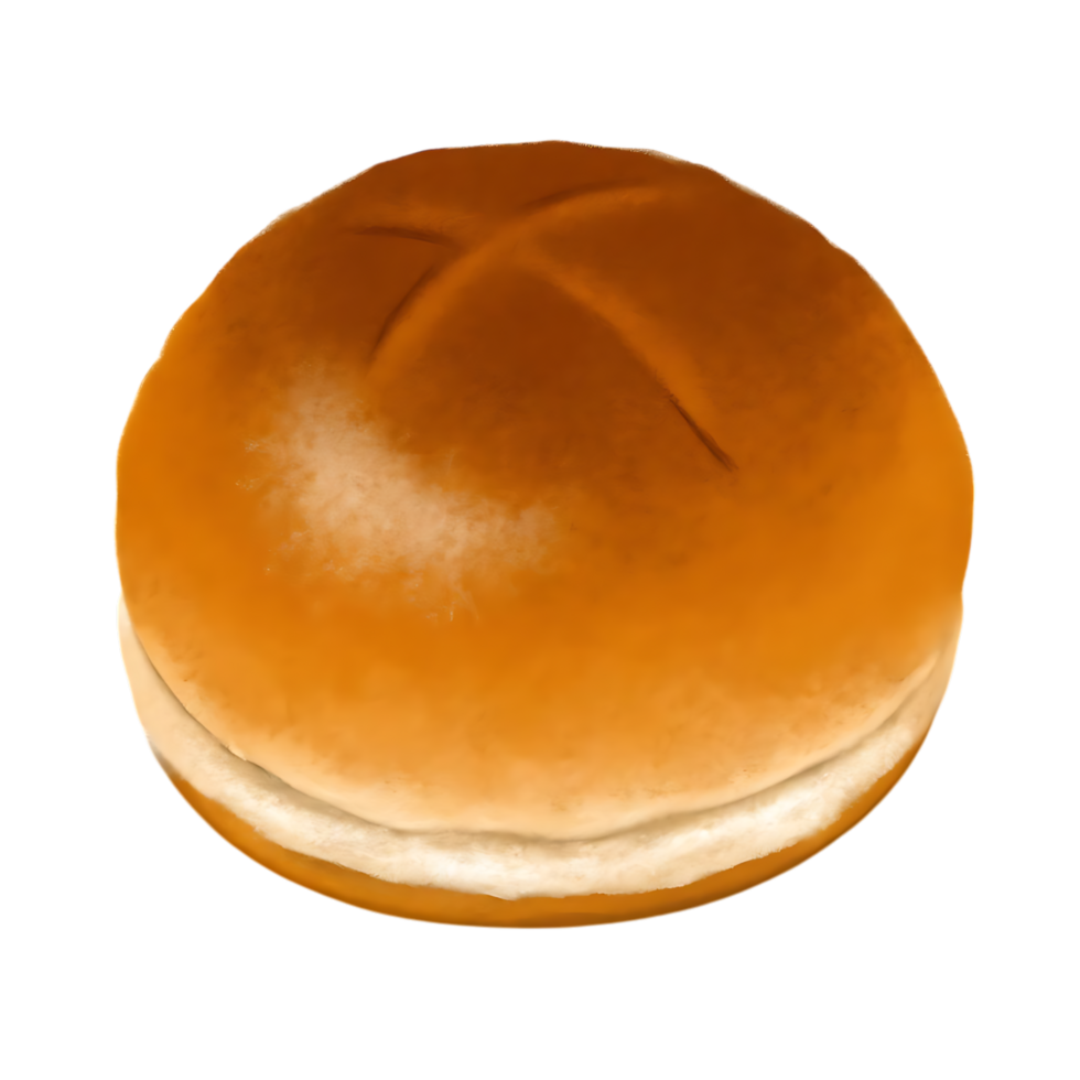 Sweet Bread Roll with Cross on Top Isolated on transparent Background png