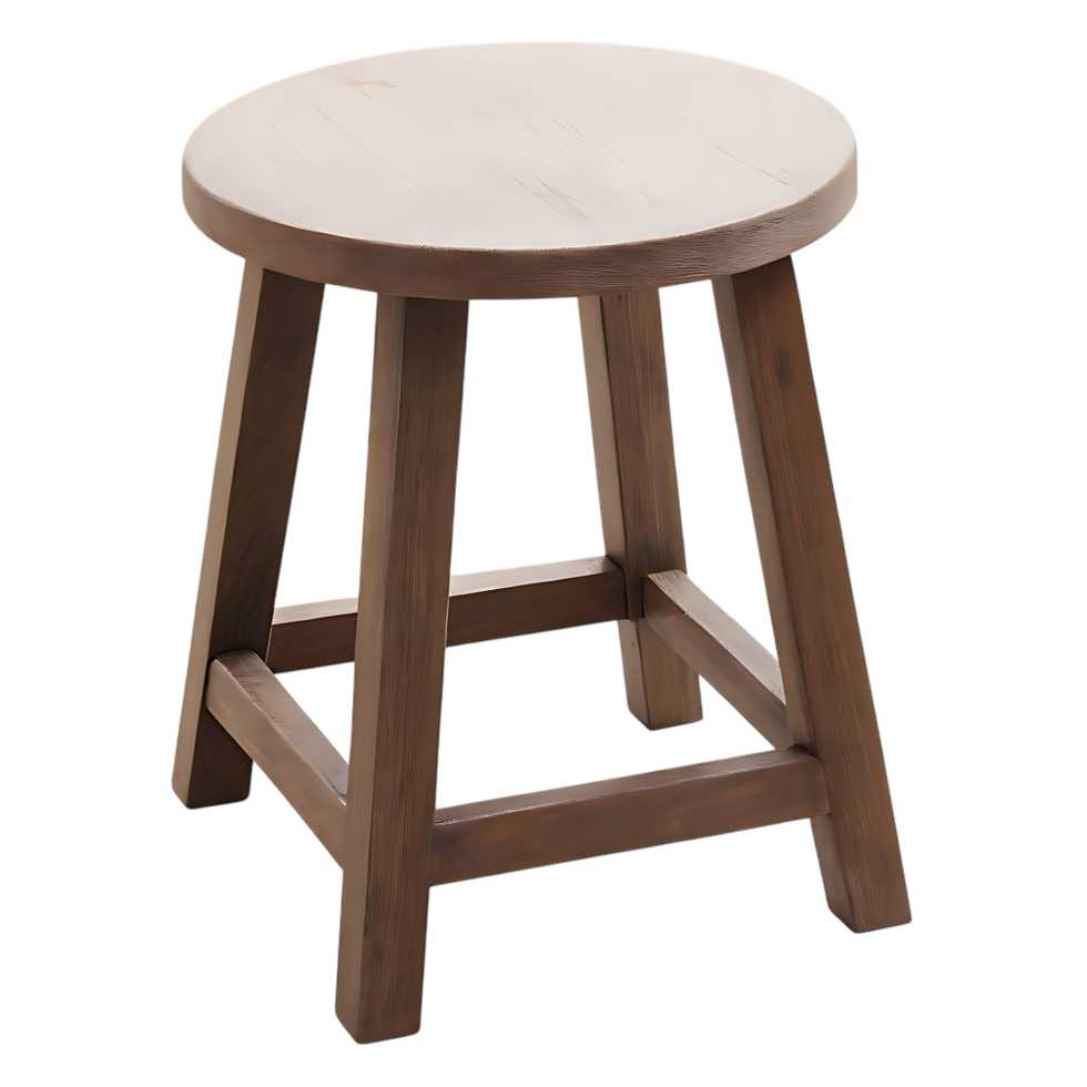 Wooden Stool with Round Seat Isolated on transparent Background png