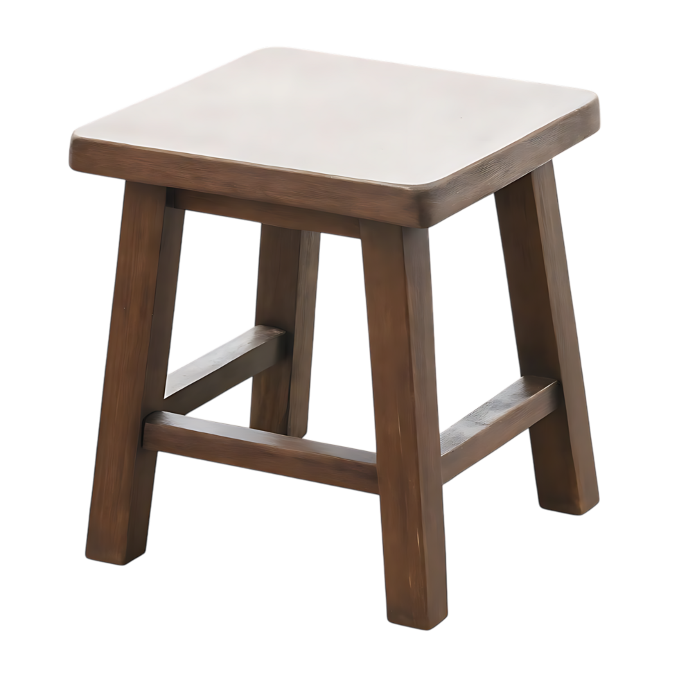 Wooden Stool with Square Seat Isolated on transparent Background png