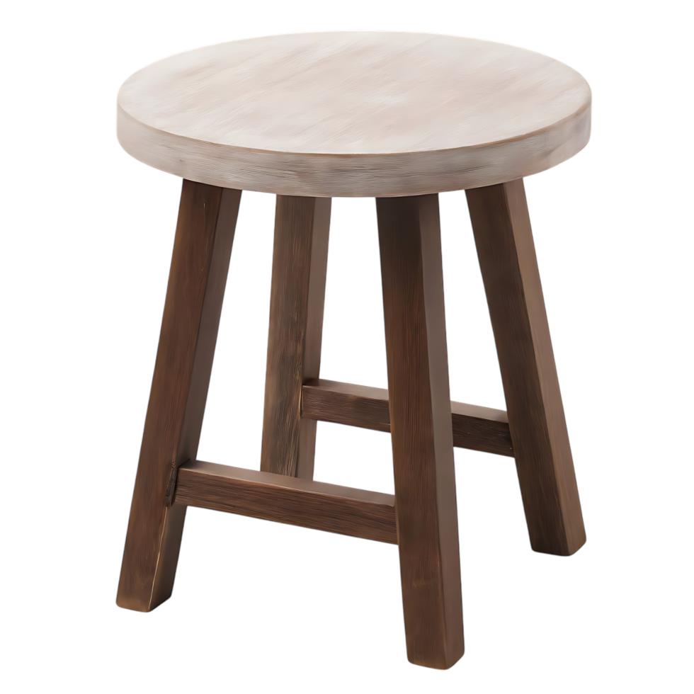 Rustic Round Wooden Stool on transparent Background png