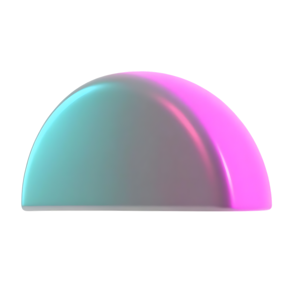 3D abstract half sphere with gradient colors on transparent background png