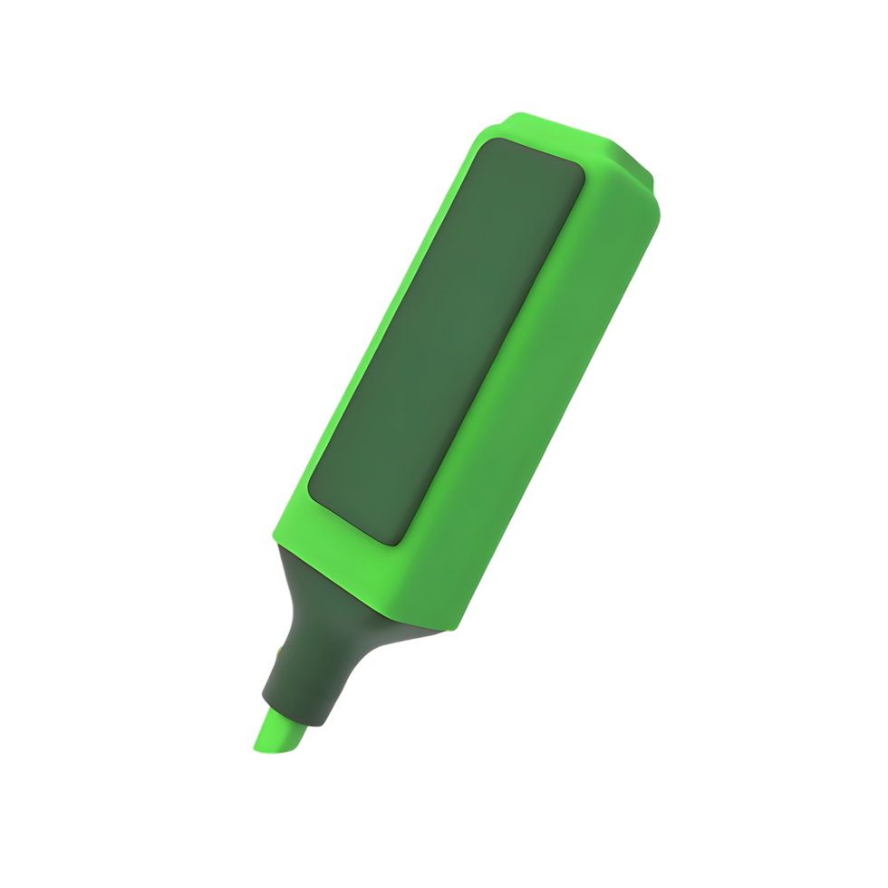 Green highlighter marker for school or office on transparent background png