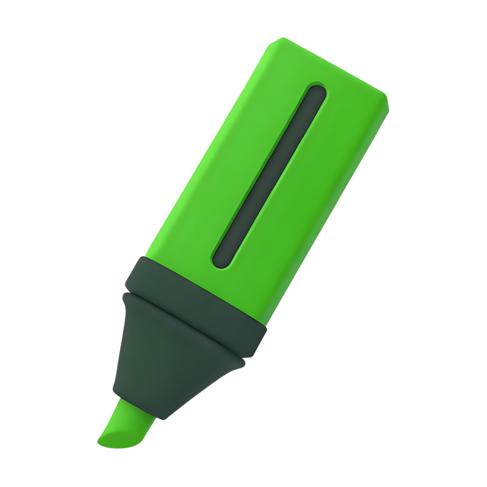 Isolated green highlighter for education and design on transparent background png