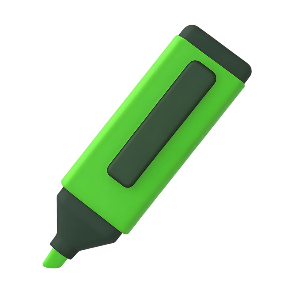 Green highlighter on transparent background for educational supplies png