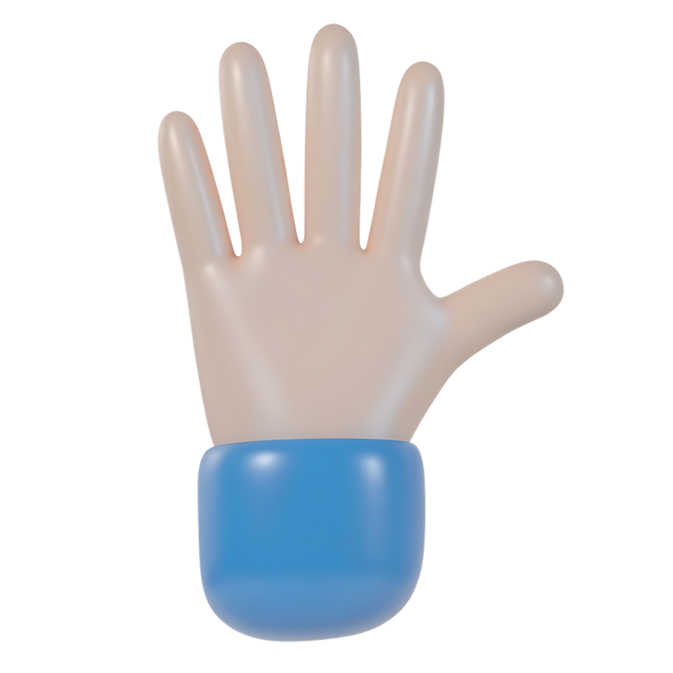 Cartoon hand showing number three on transparent background png