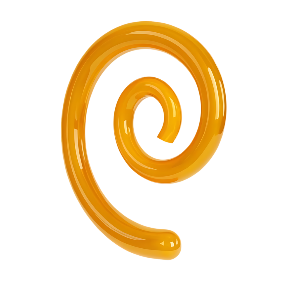 Golden spiral design element 3D render on transparent background png