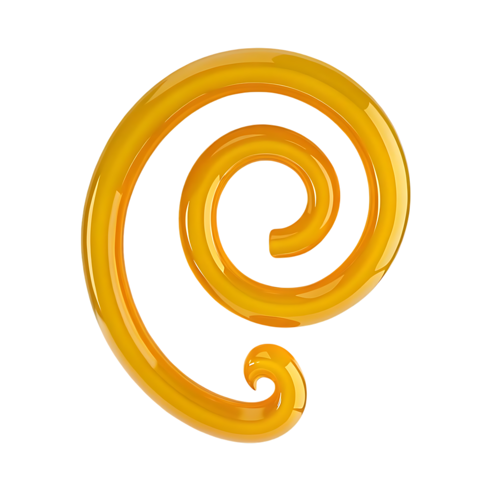 3D golden swirl of liquid abstract design on transparent background png