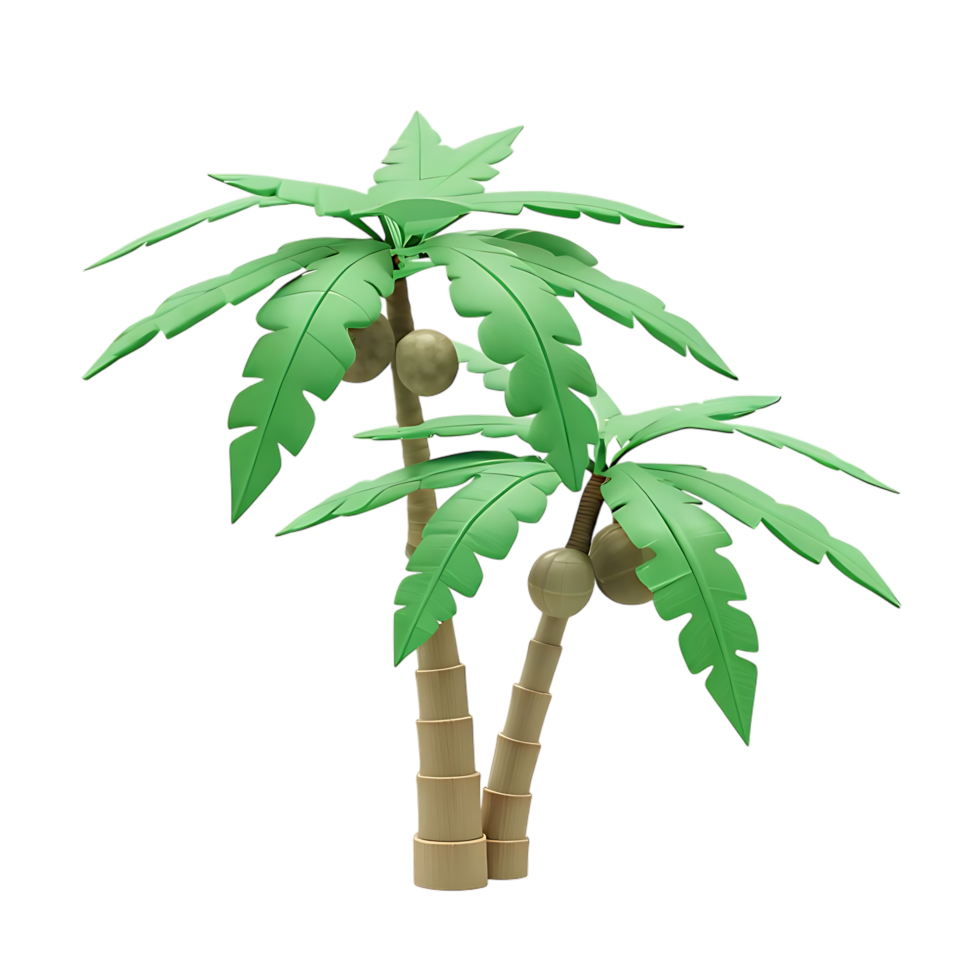 Stylized palm trees with coconuts on transparent background tropical design png