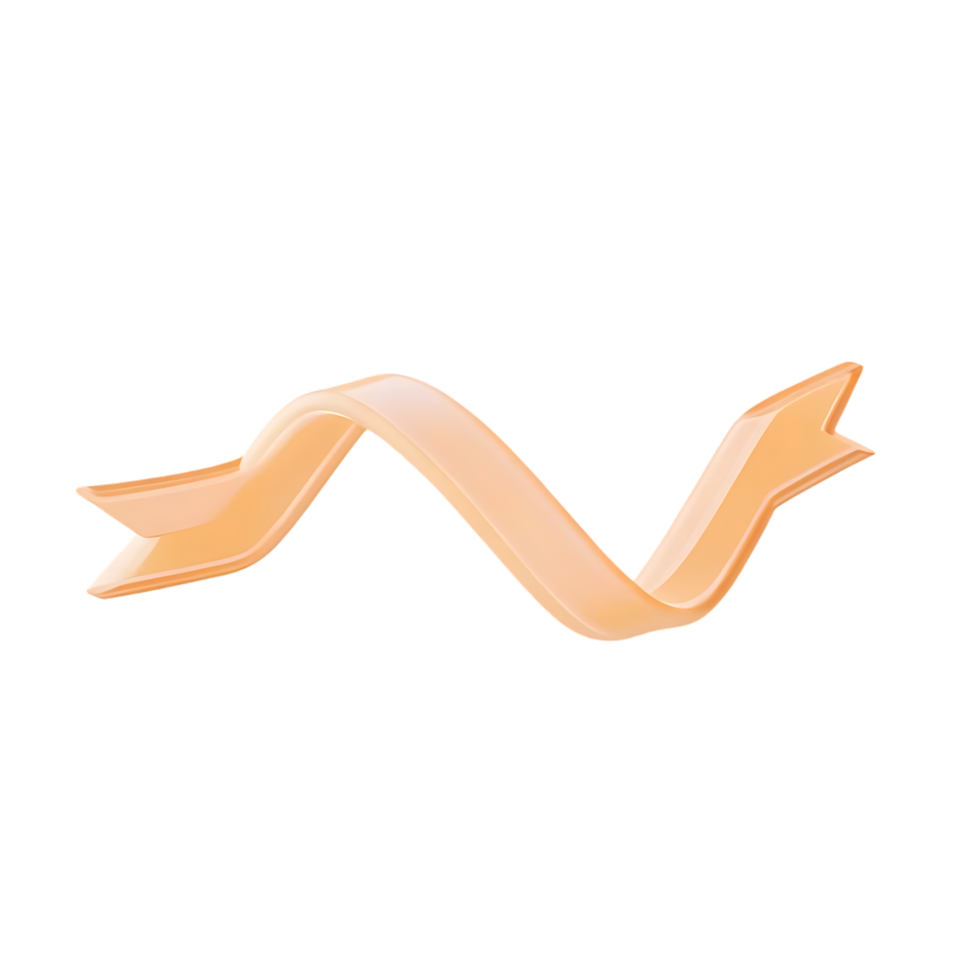 Glossy peach ribbon for celebrations on transparent background png