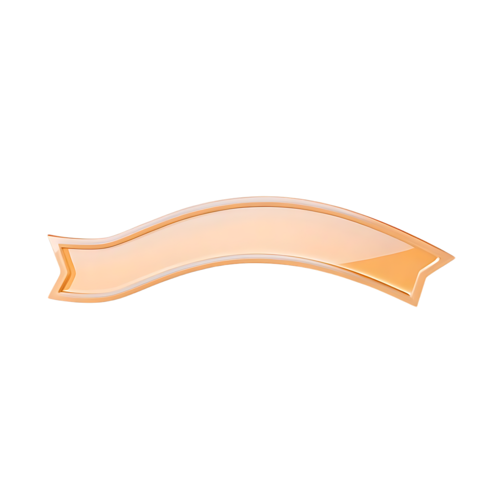 Peach ribbon with golden border on transparent background png