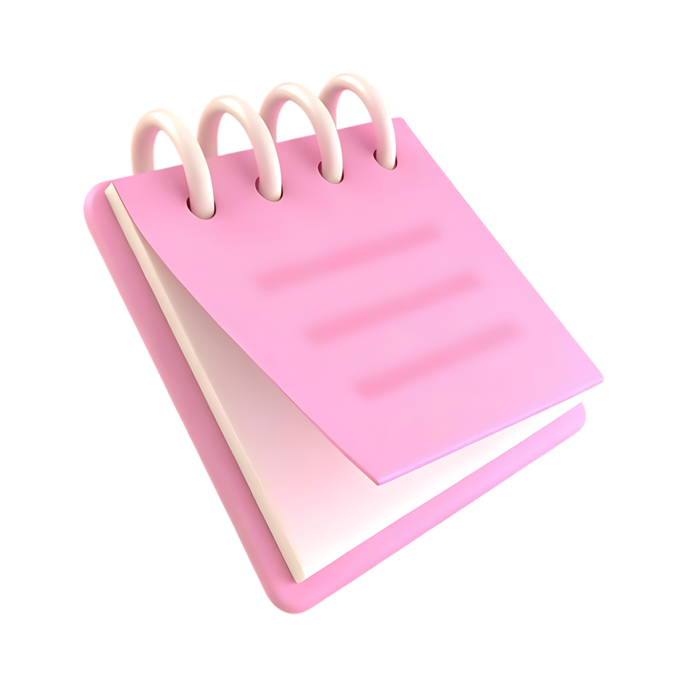 Pink notepad with spiral binding on transparent background png