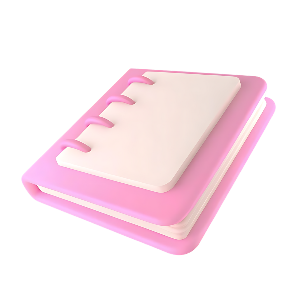 3D pink notebook for notes and planning on transparent background png